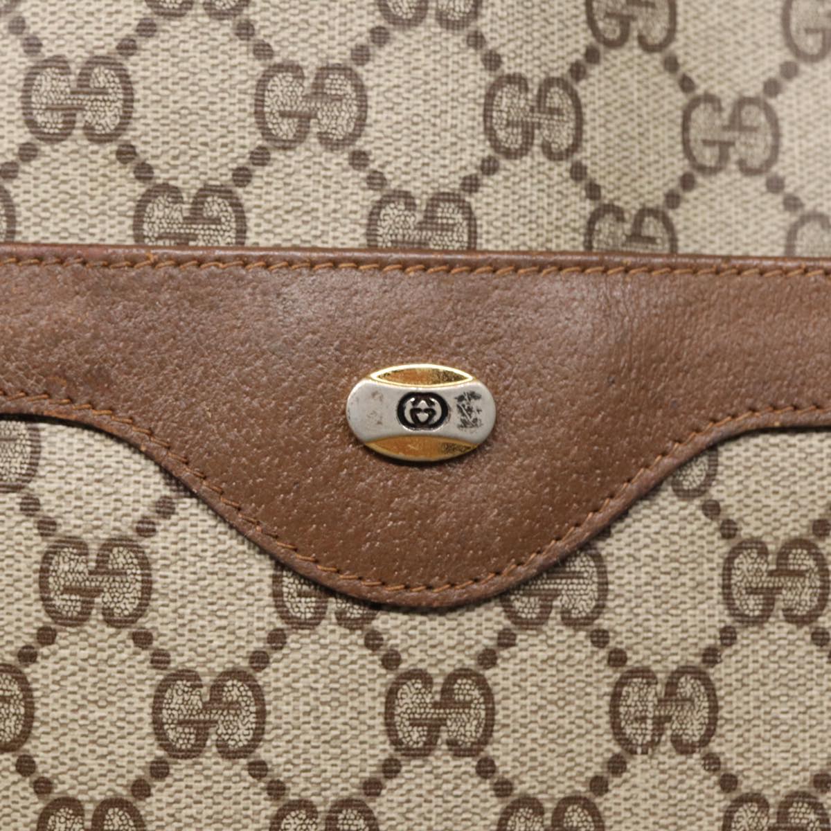 GUCCI GG Canvas Web Sherry Line Tote Bag PVC Leather Beige Green Red kk304