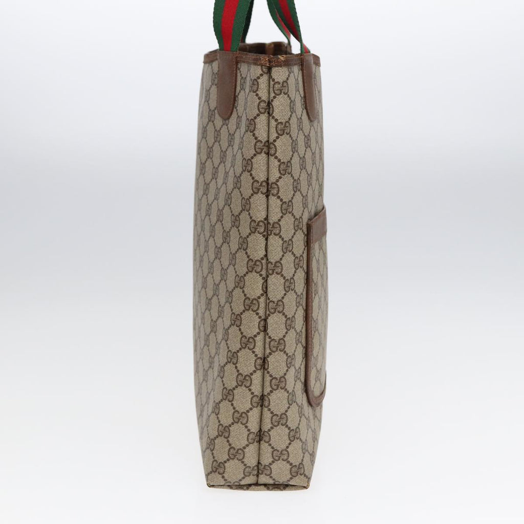 GUCCI GG Canvas Web Sherry Line Tote Bag PVC Leather Beige Green Red kk304