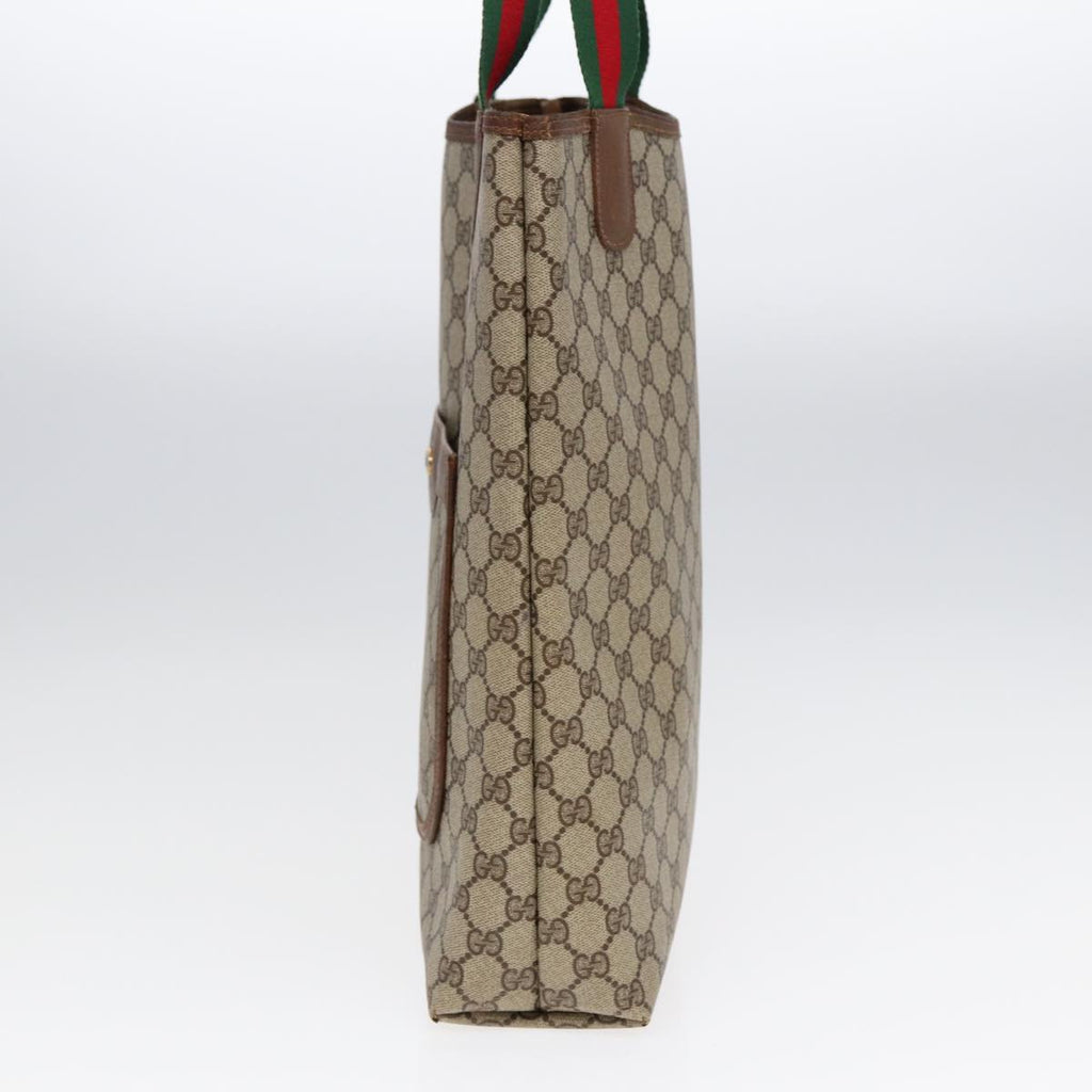 GUCCI GG Canvas Web Sherry Line Tote Bag PVC Leather Beige Green Red kk304