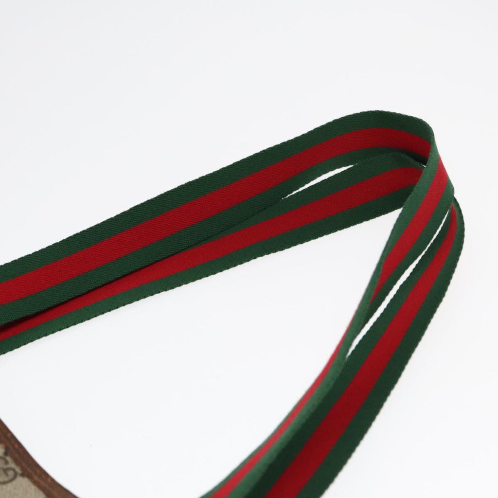GUCCI GG Canvas Web Sherry Line Tote Bag PVC Leather Beige Green Red kk304