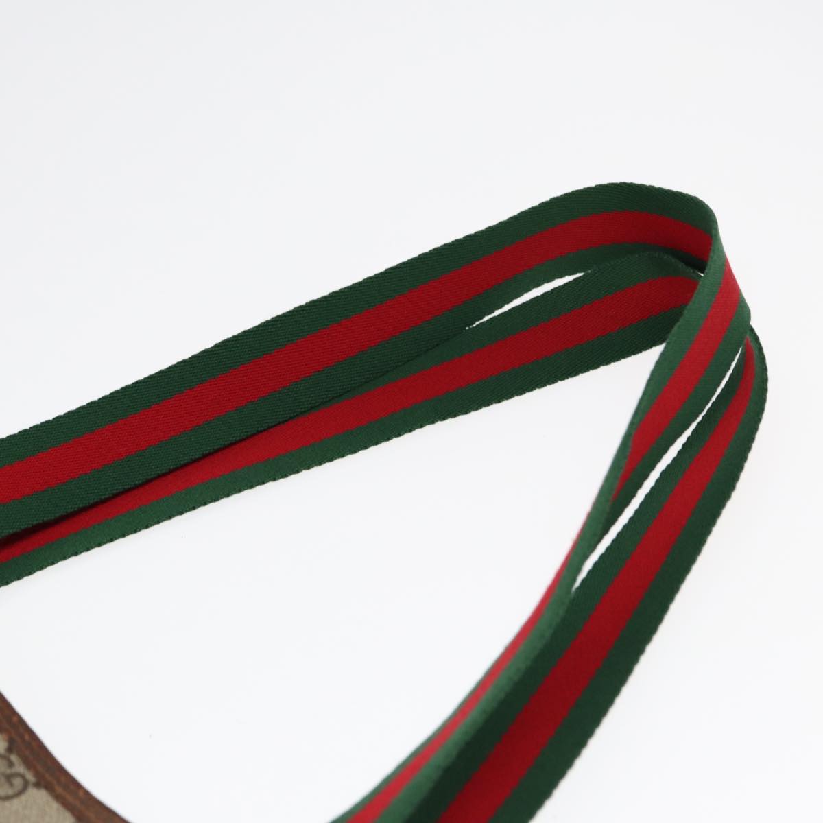 GUCCI GG Canvas Web Sherry Line Tote Bag PVC Leather Beige Green Red kk304