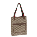 GUCCI GG Canvas Web Sherry Line Tote Bag PVC Leather Beige Green Red kk306