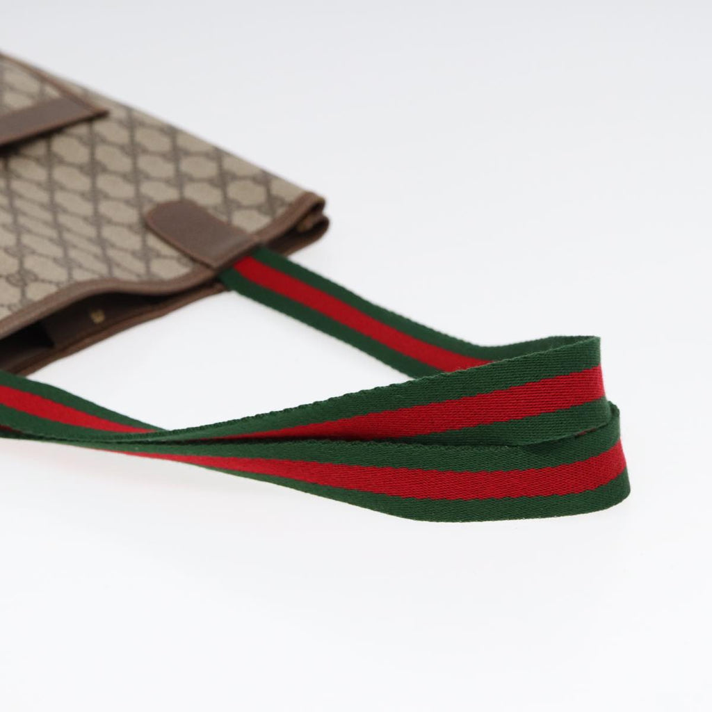 GUCCI GG Canvas Web Sherry Line Tote Bag PVC Leather Beige Green Red kk306