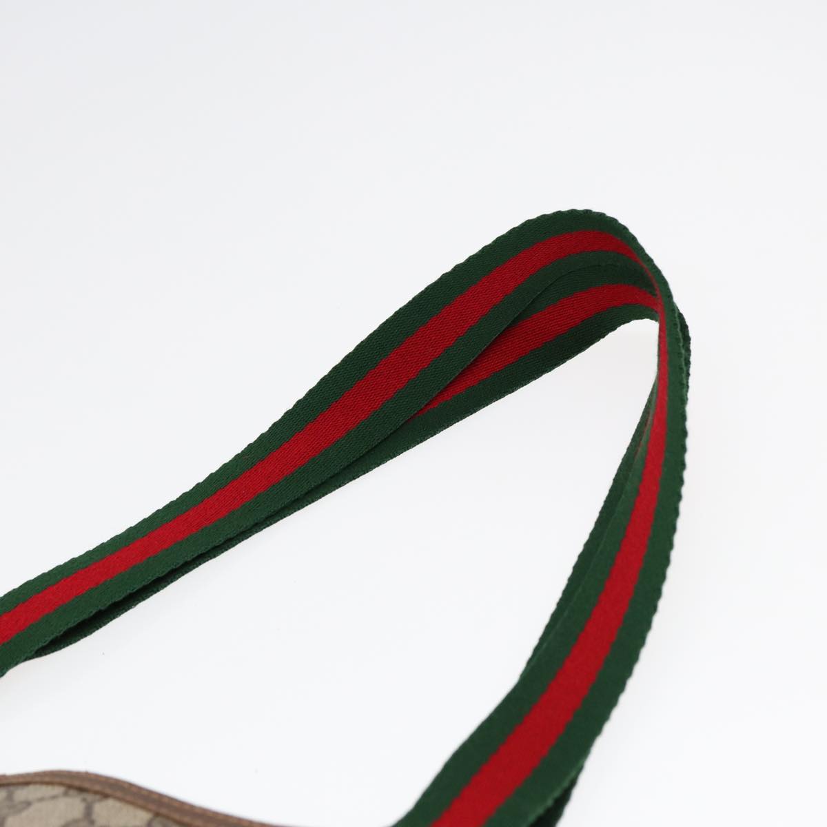 GUCCI GG Canvas Web Sherry Line Tote Bag PVC Leather Beige Green Red kk306