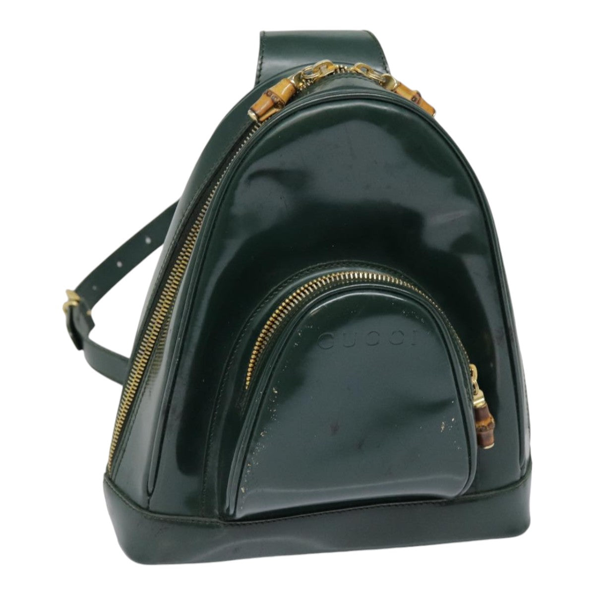 GUCCI Bamboo Body Bag Patent leather Green Gold 003 3444 0127 kk308
