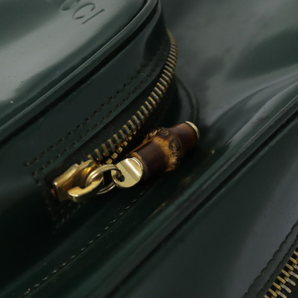 GUCCI Bamboo Body Bag Patent leather Green Gold 003 3444 0127 kk308
