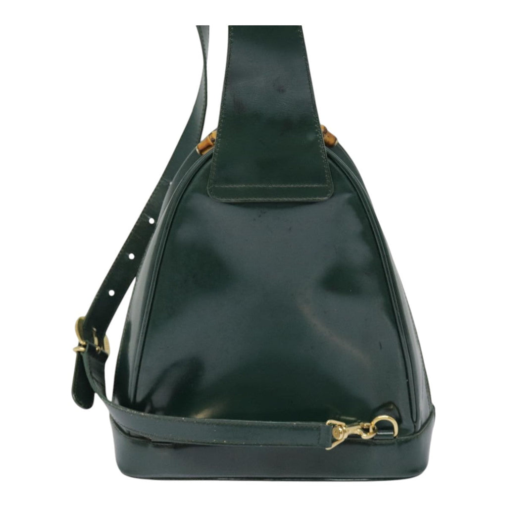 GUCCI Bamboo Body Bag Patent leather Green Gold 003 3444 0127 kk308