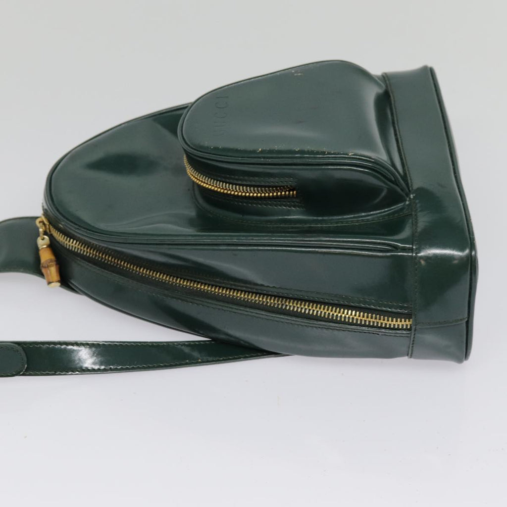 GUCCI Bamboo Body Bag Patent leather Green Gold 003 3444 0127 kk308