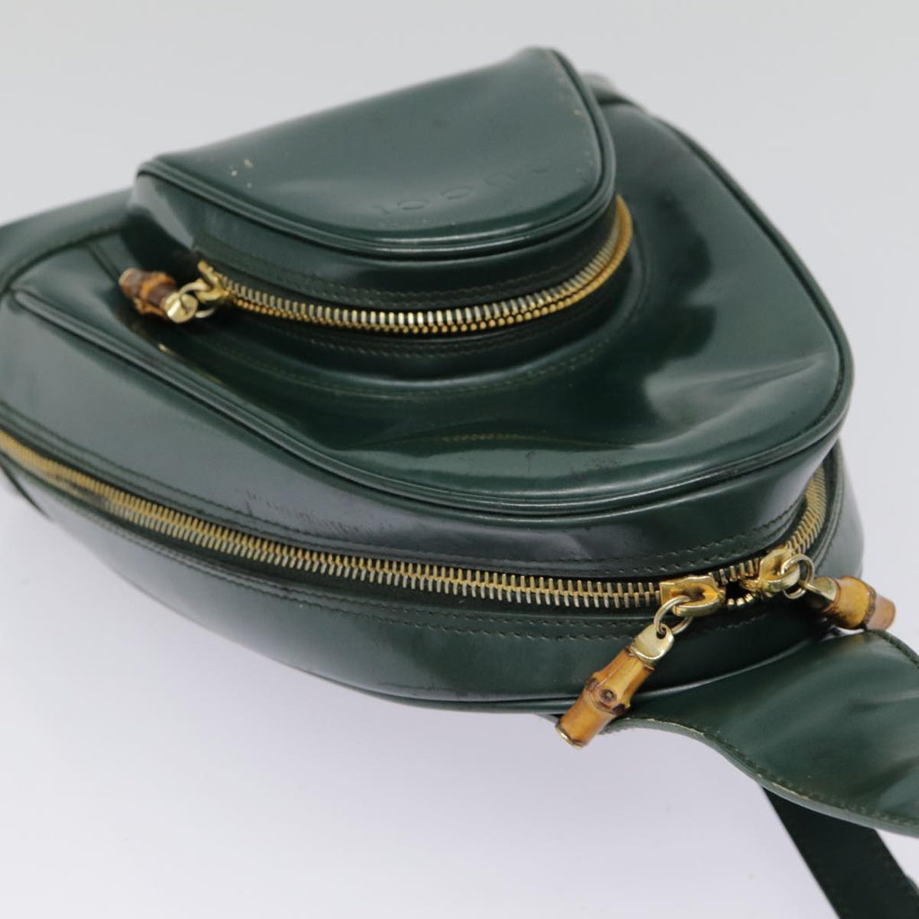 GUCCI Bamboo Body Bag Patent leather Green Gold 003 3444 0127 kk308