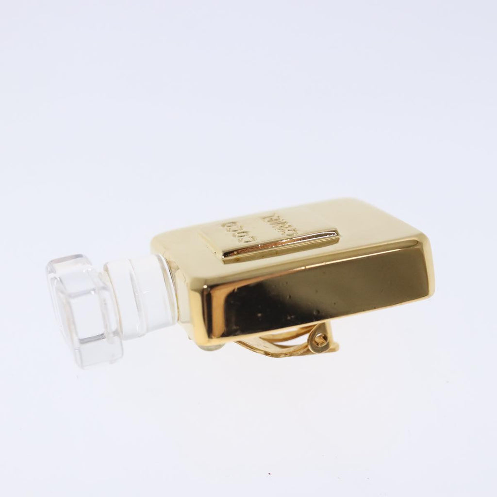 CHANEL Perfume Bottle Earring metal Gold CC kk361