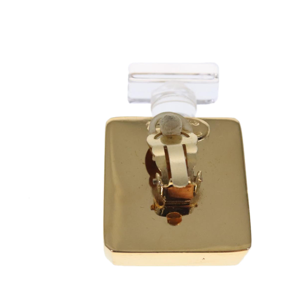 CHANEL Perfume Bottle Earring metal Gold CC kk361
