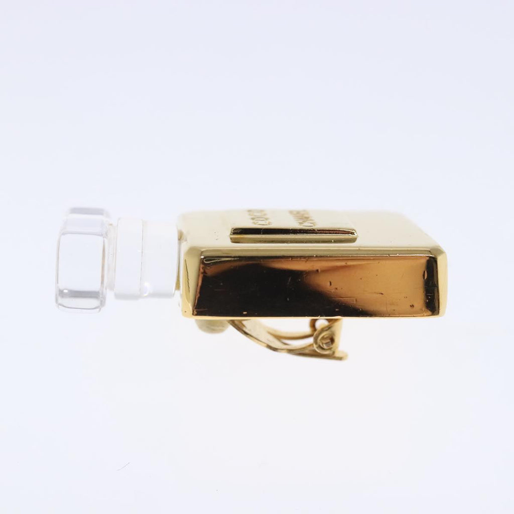 CHANEL Perfume Bottle Earring metal Gold CC kk361