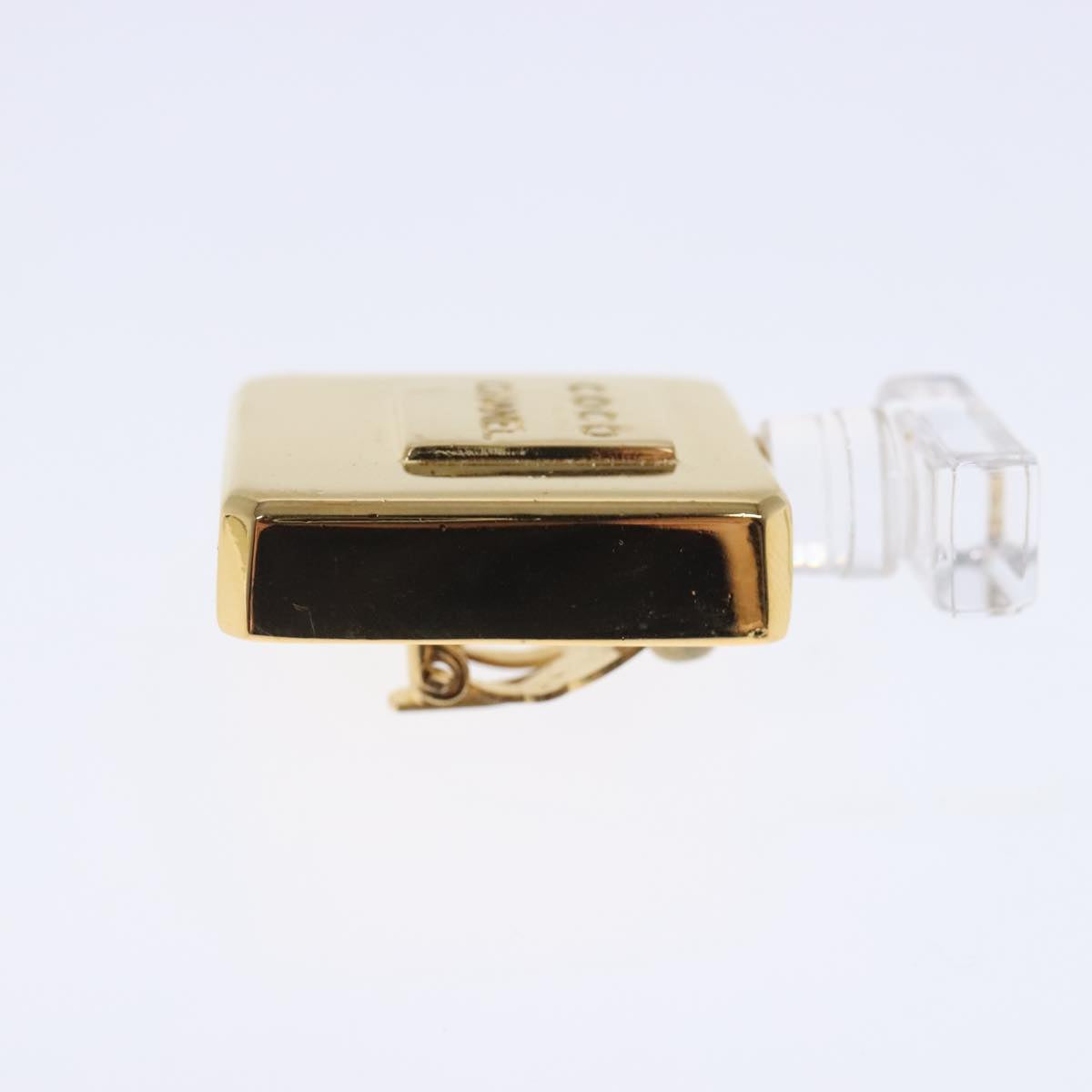 CHANEL Perfume Bottle Earring metal Gold CC kk361