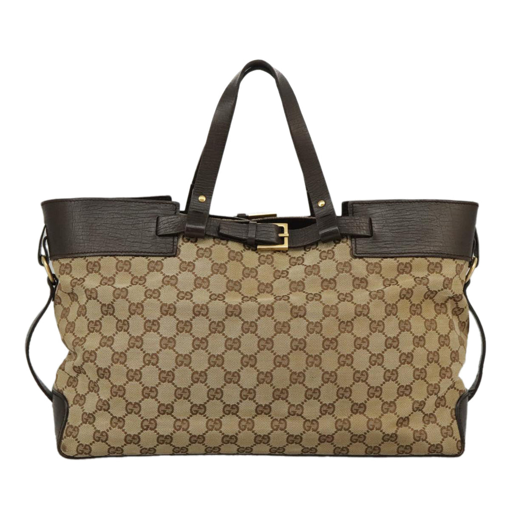 GUCCI GG Canvas Tote Bag Beige Brown Gold 106251 kk371