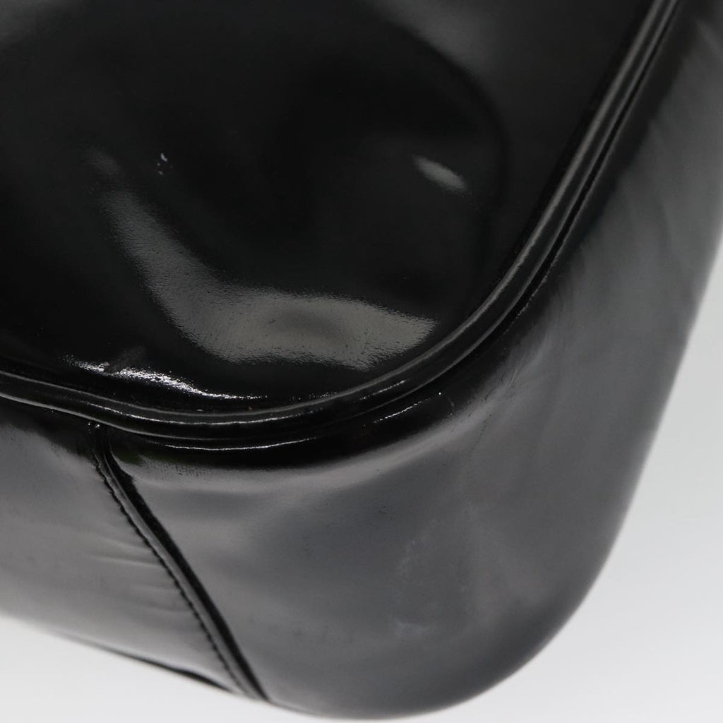 GUCCI Bamboo Hand Bag Enamel Black Gold 001 1705 1638 kk385