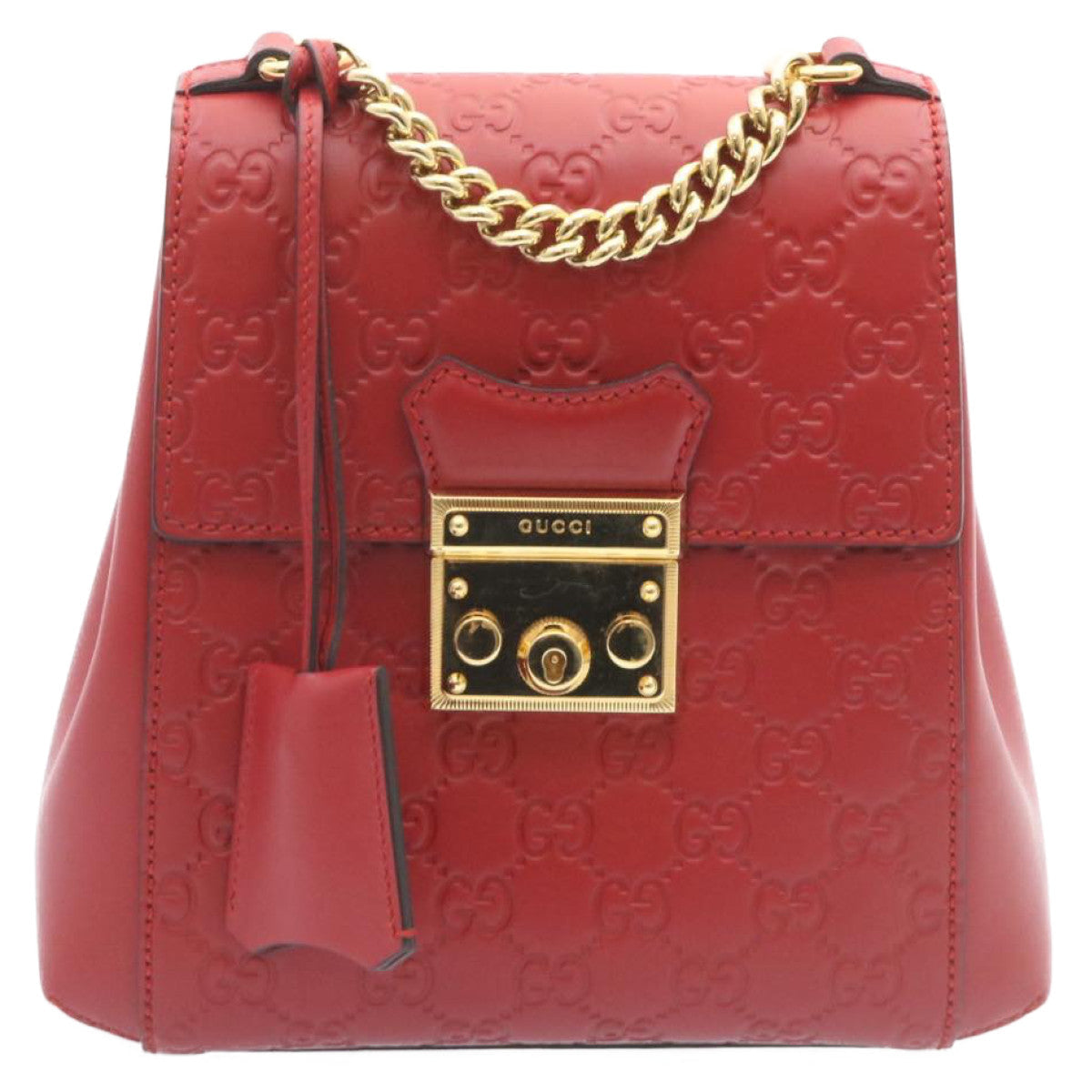 GUCCI Guccissima GG Padlock Backpack Leather Red knn037