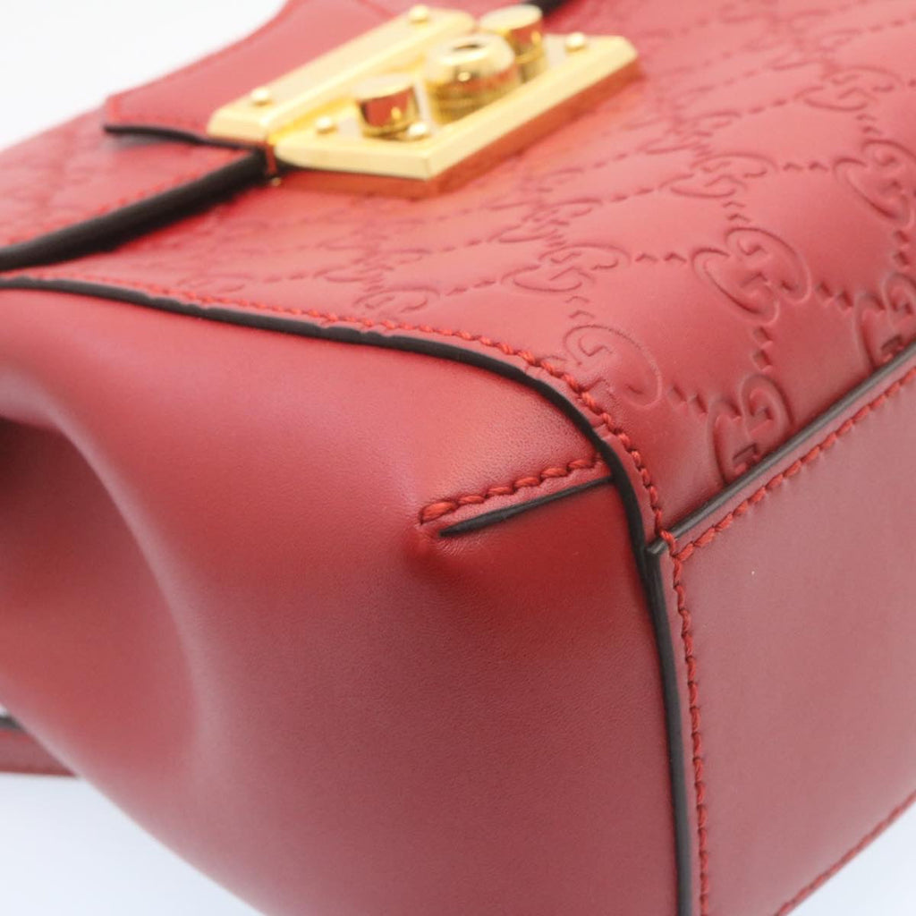 GUCCI Guccissima GG Padlock Backpack Leather Red knn037