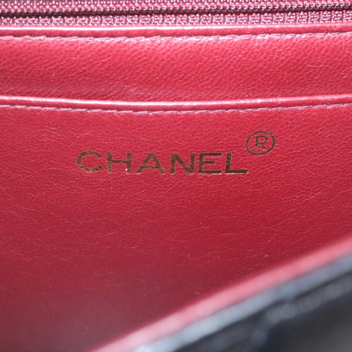 CHANEL Chain Turn Lock Diana Matelasse Shoulder Bag Lamb Skin Black knn076