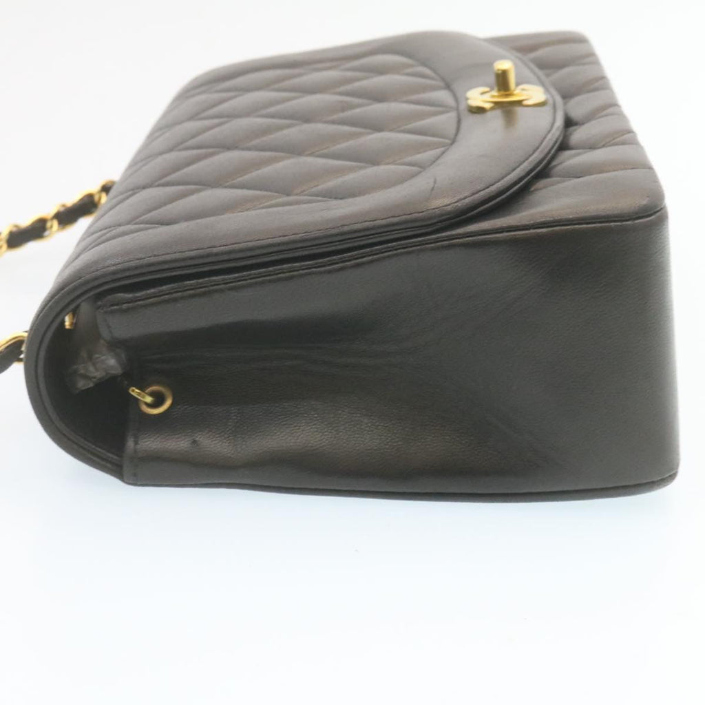 CHANEL Chain Turn Lock Diana Matelasse Shoulder Bag Lamb Skin Black knn076