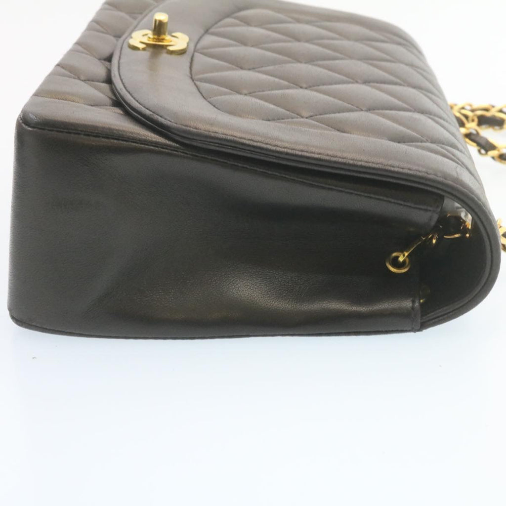 CHANEL Chain Turn Lock Diana Matelasse Shoulder Bag Lamb Skin Black knn076