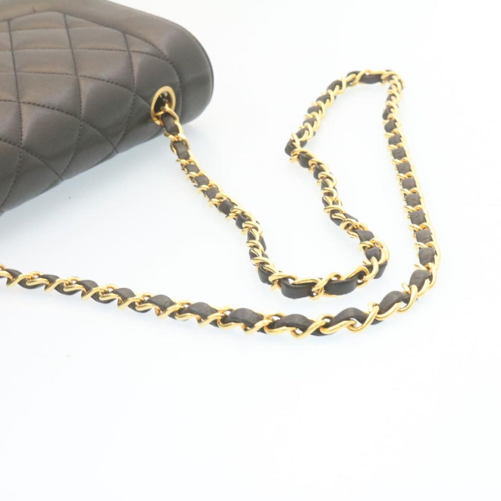 CHANEL Chain Turn Lock Diana Matelasse Shoulder Bag Lamb Skin Black knn076