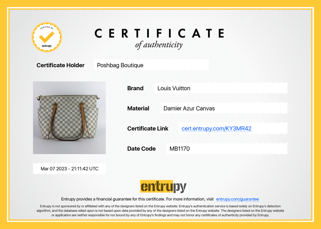 Louis Vuitto Totally GM Damier Azur Canvas Bag