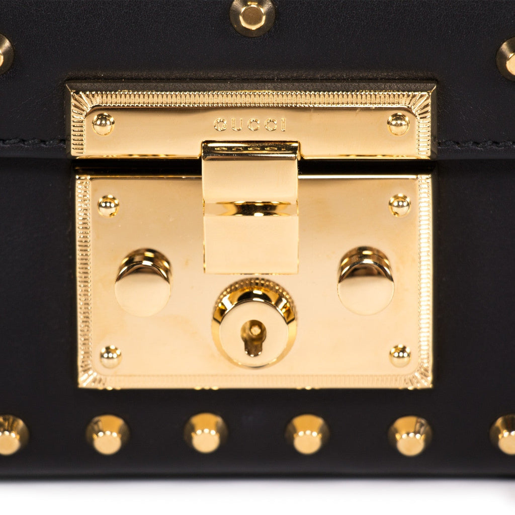Gucci Padlock Studded Leather Shoulder Bag