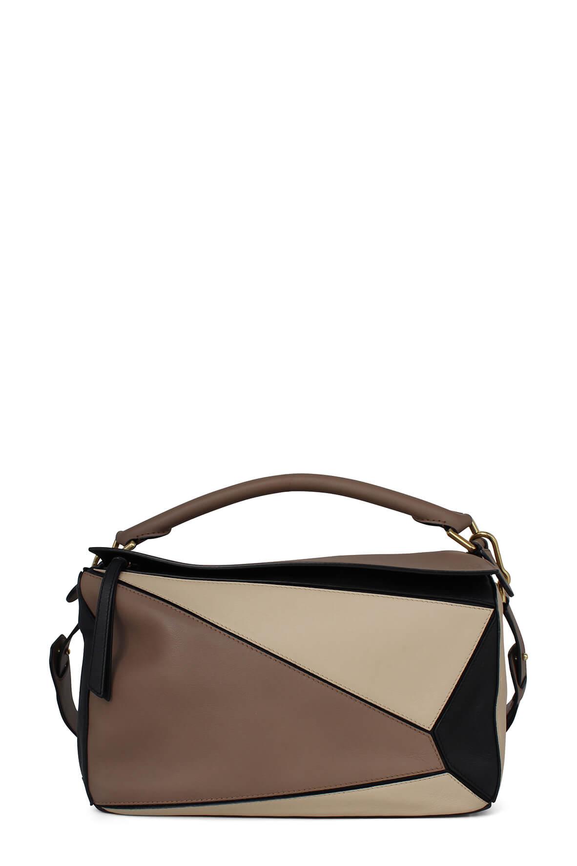 Medium Puzzle Bag Brown Beige Black
