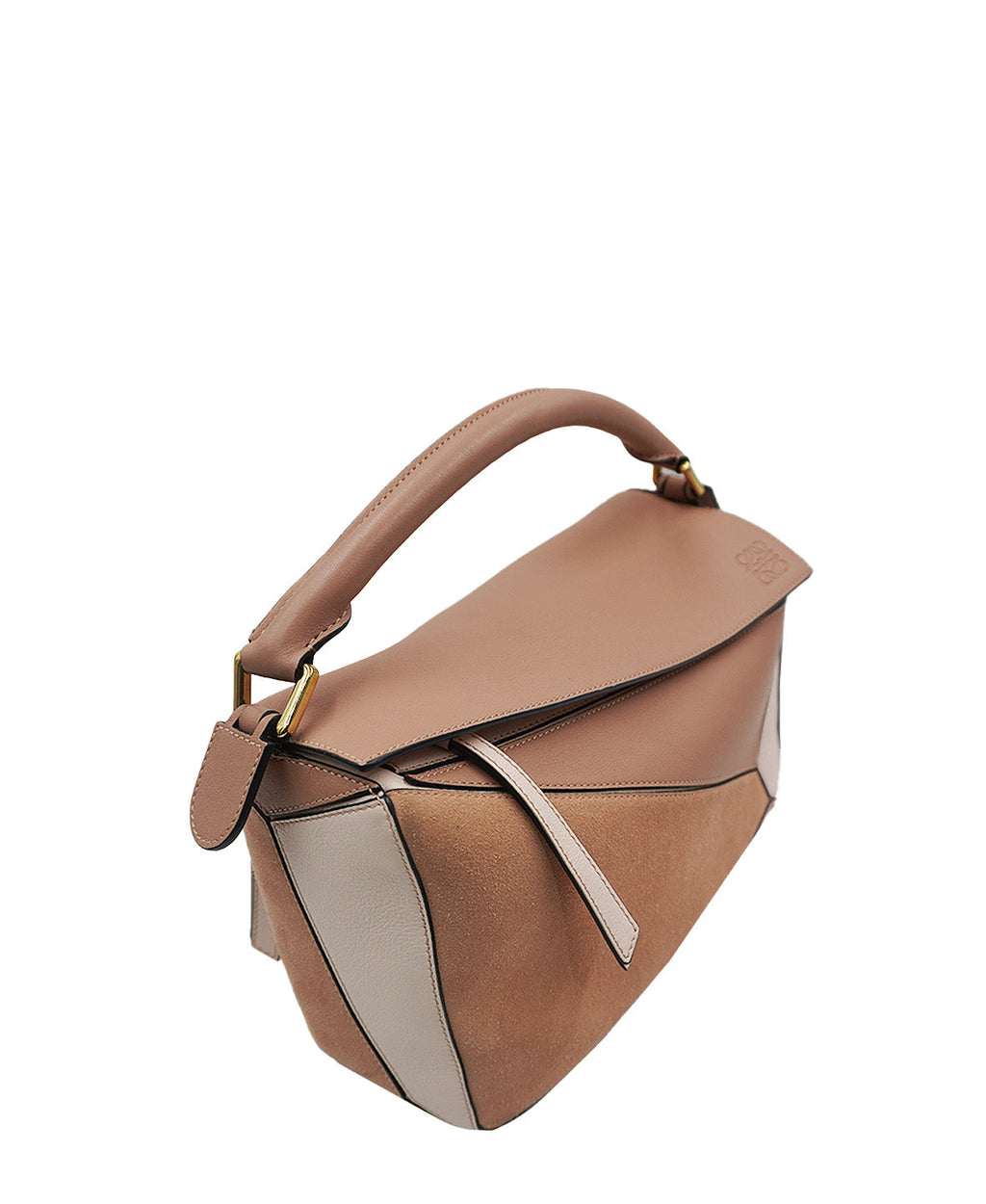 Medium Puzzle Bag with Suede Nude Cream Pink