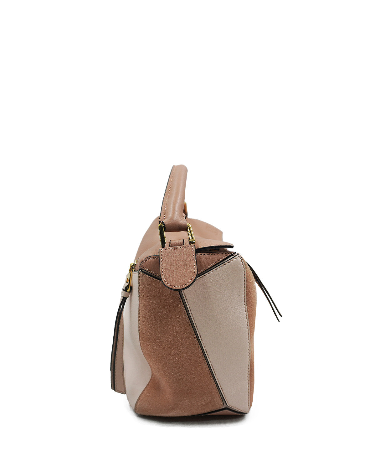 Medium Puzzle Bag with Suede Nude Cream Pink