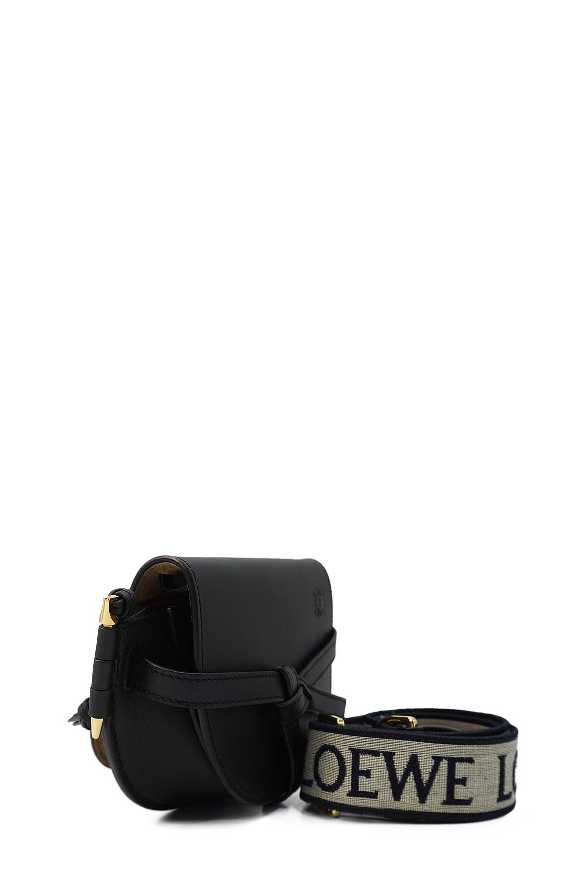 Mini Gate Dual Bag in Soft Calfskin & Jacquard Black
