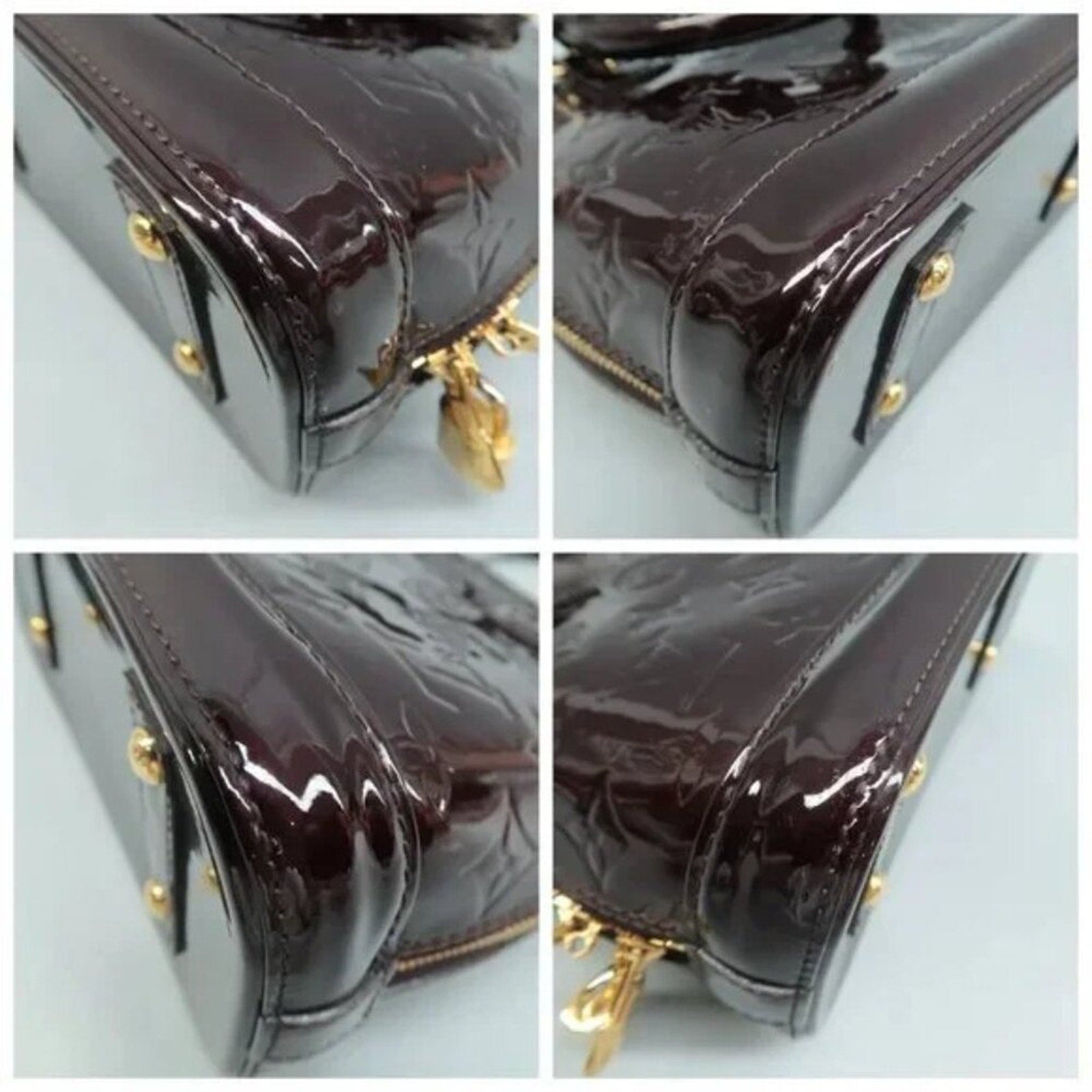 Louis Vuitton Alma BB Burgundy Monogram Patent Leather Satchel