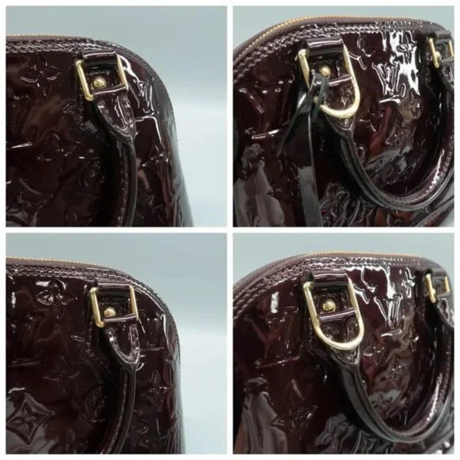 Louis Vuitton Alma BB Burgundy Monogram Patent Leather Satchel