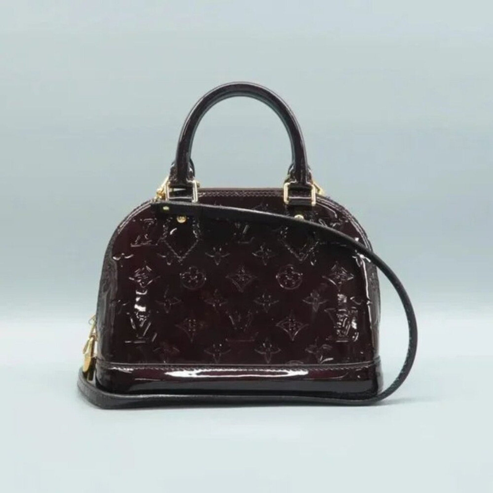 Louis Vuitton Alma BB Burgundy Monogram Patent Leather Satchel