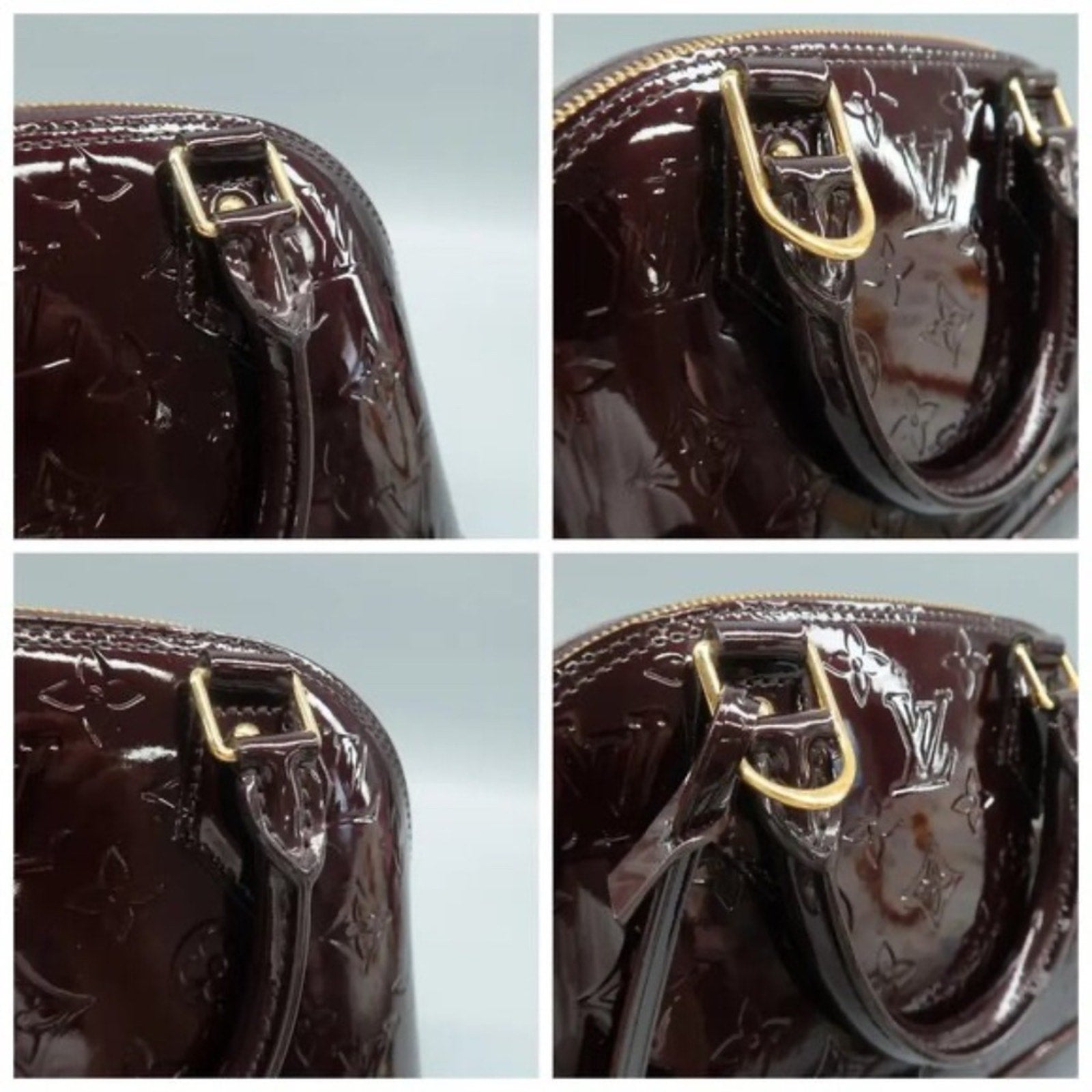 Louis Vuitton Alma BB Burgundy Monogram Patent Leather Satchel