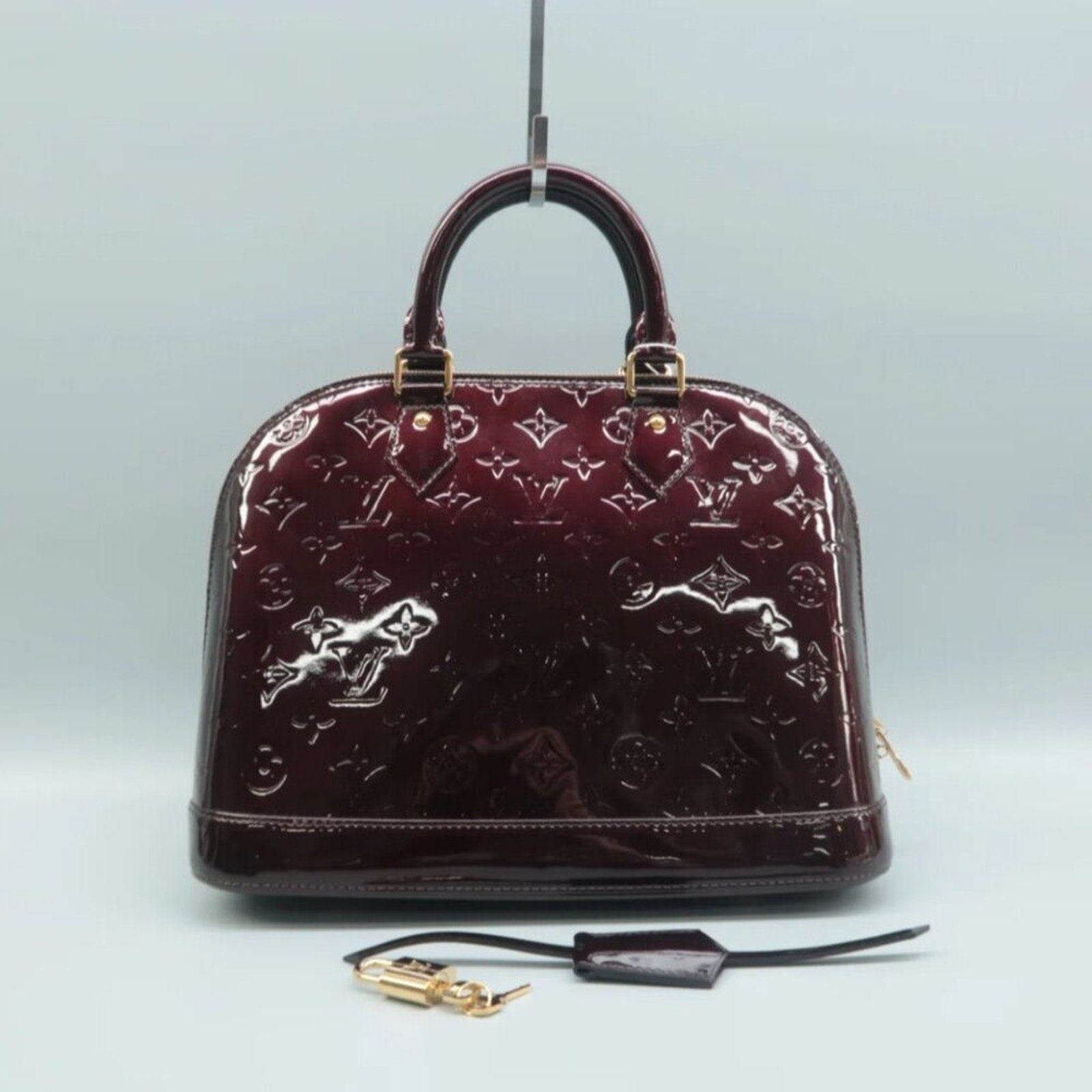 Louis Vuitton Alma Burgundy Patent Leather Hand Bag