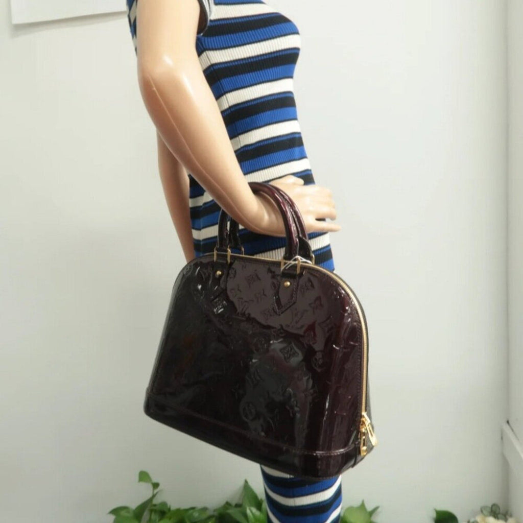 Louis Vuitton Alma Burgundy Patent Leather Hand Bag