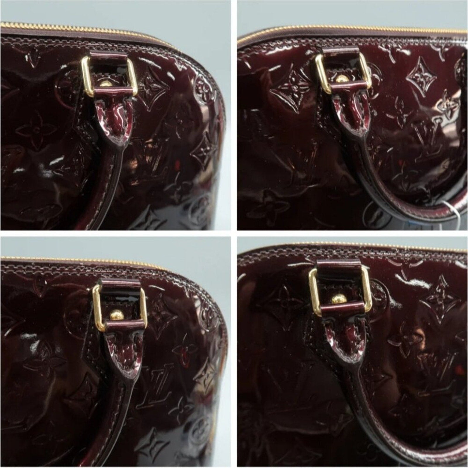 Louis Vuitton Alma Burgundy Patent Leather Hand Bag