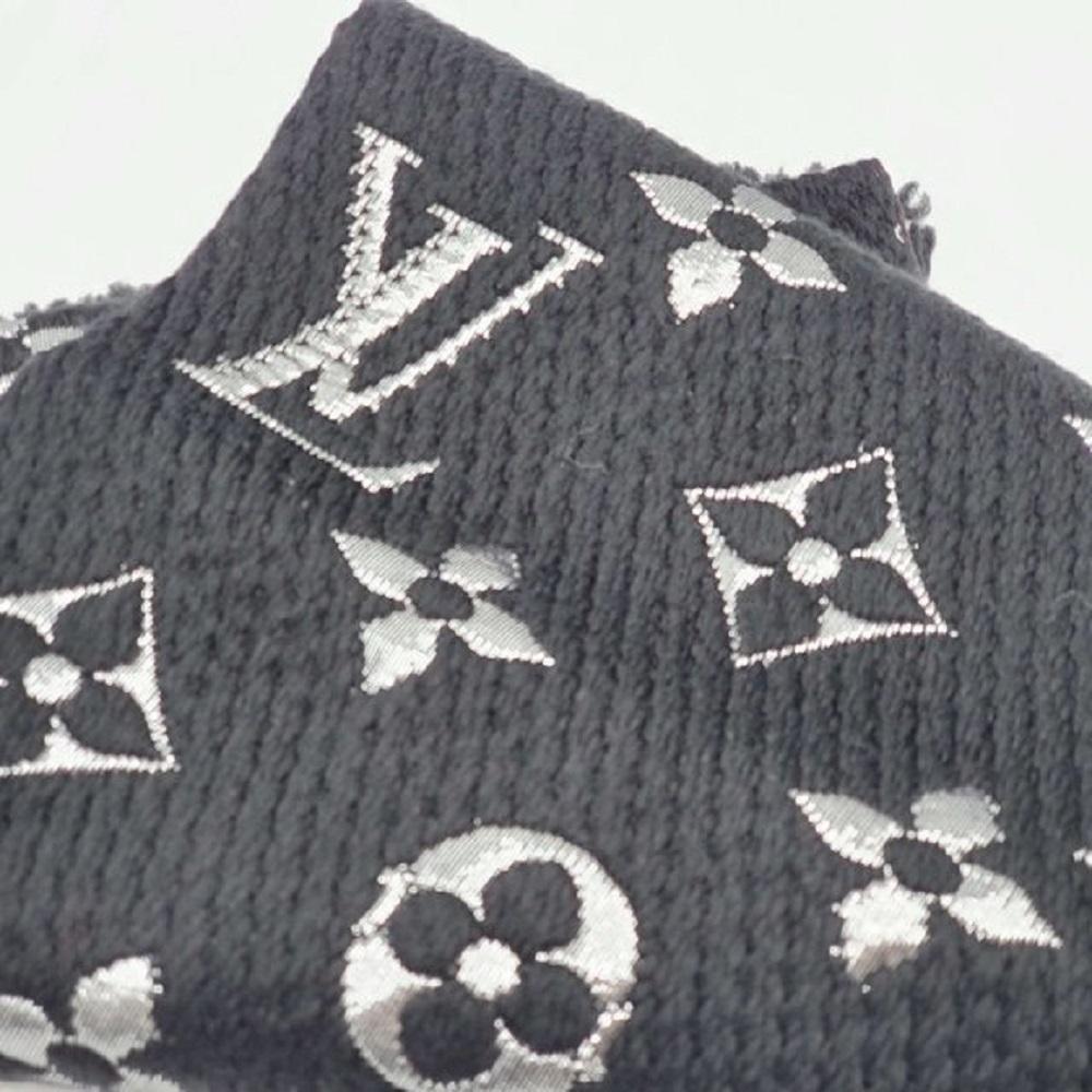 Louis Vuitton Black Logomania Shine Scarf Brand New