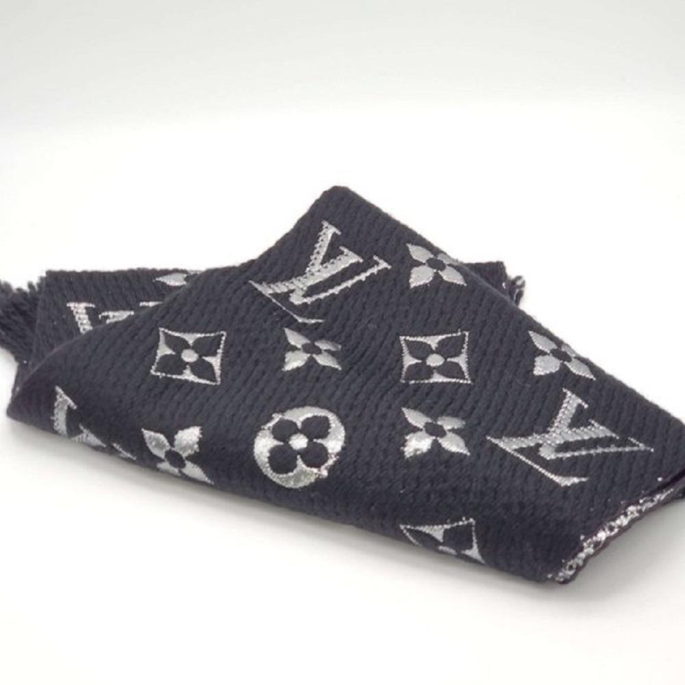 Louis Vuitton Black Logomania Shine Scarf Brand New