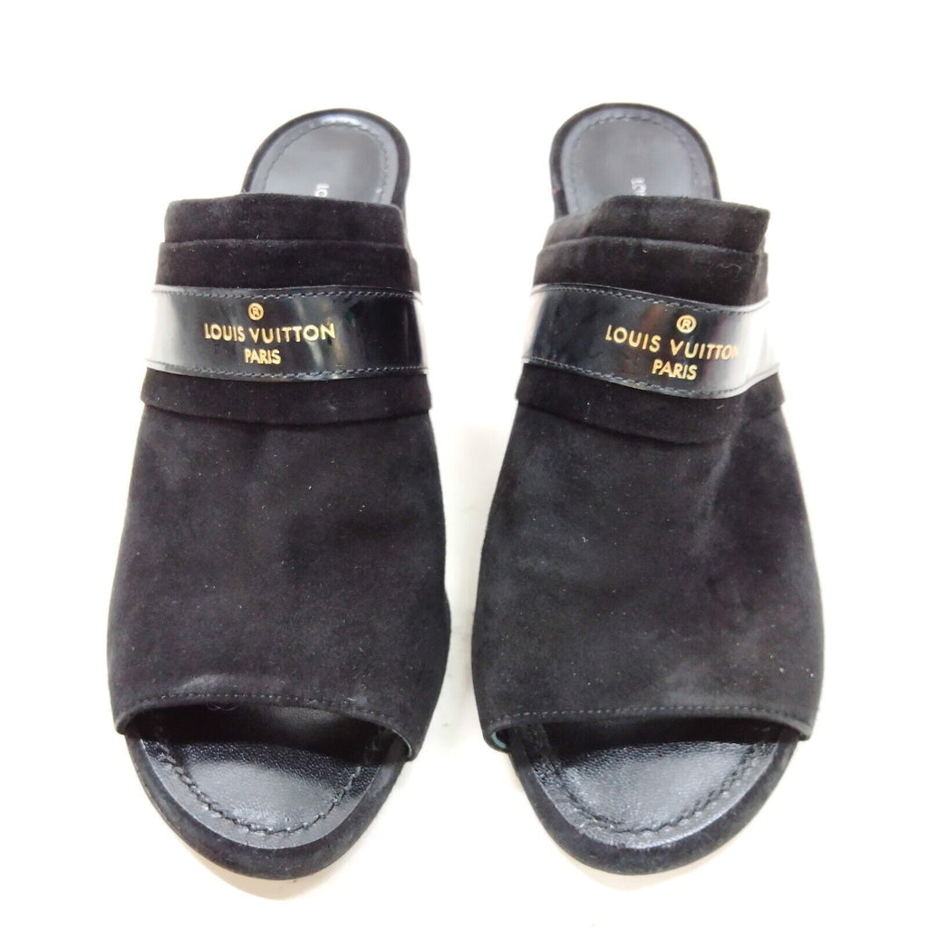 Louis Vuitton Black Suede Sandals
