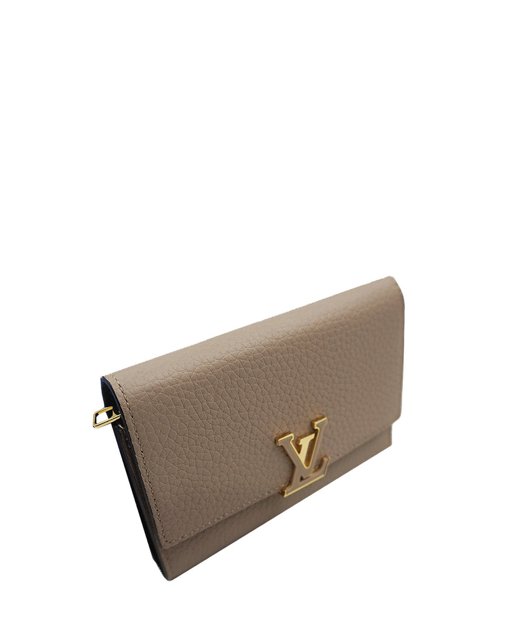 Capucines Compact Wallet in Taurillon Leather Cream