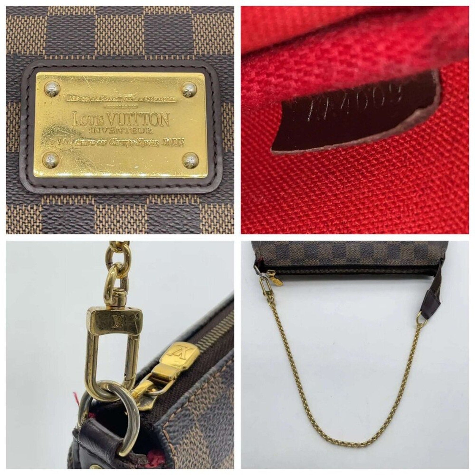 Louis Vuitton Damier Ebene Eva Shoulder Bag W/box
