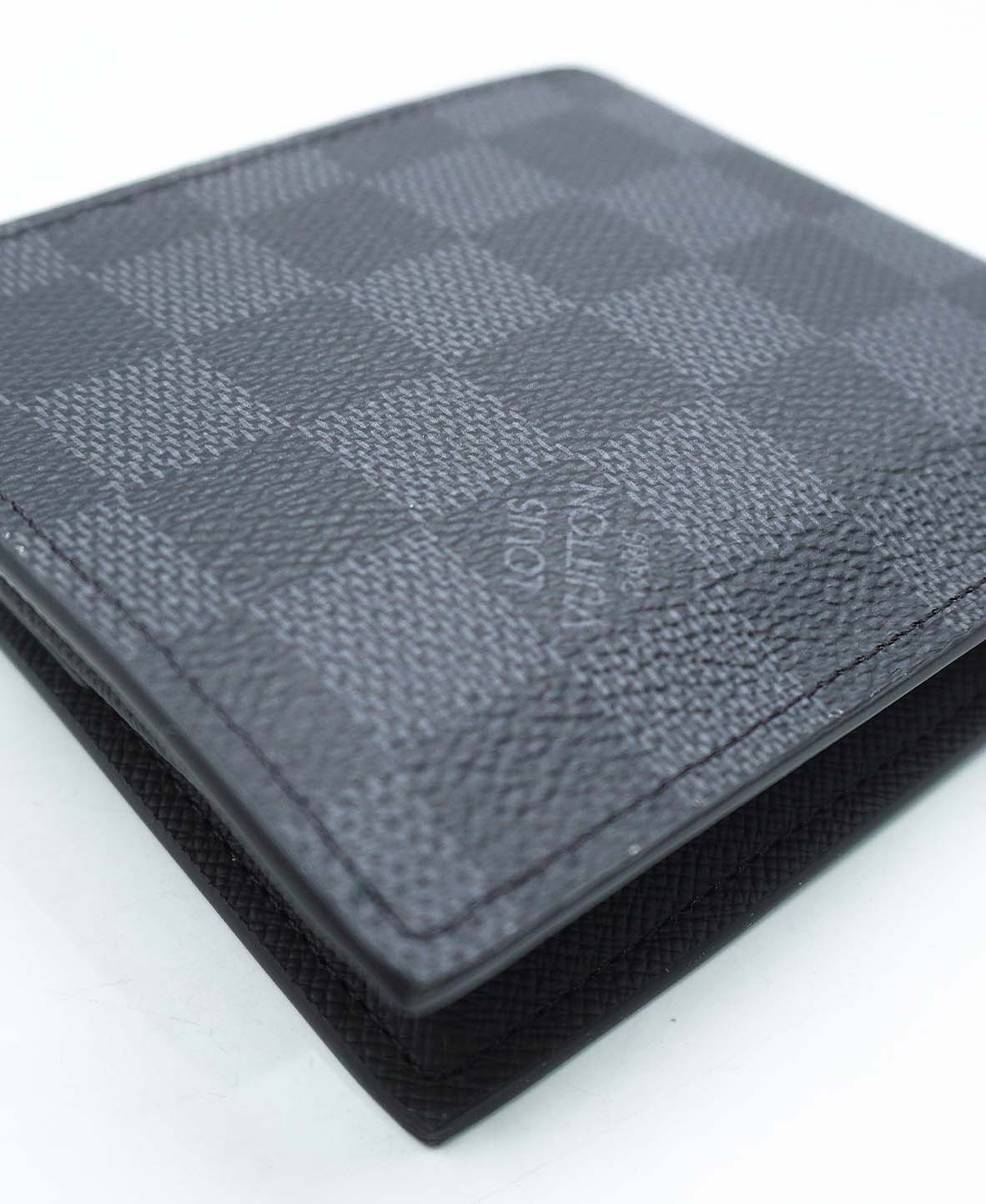 Damier Graphite Pattern Calfskin Marco Wallet Black, Grey, Multicolor