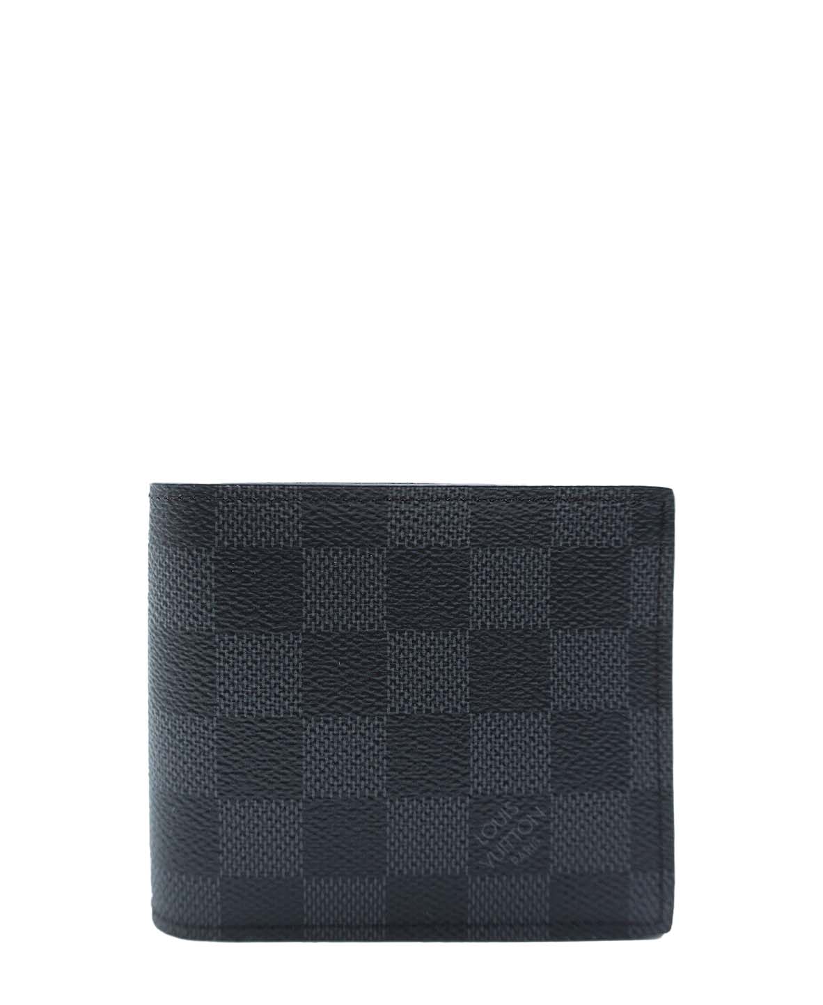 Damier Graphite Pattern Calfskin Marco Wallet Black, Grey, Multicolor