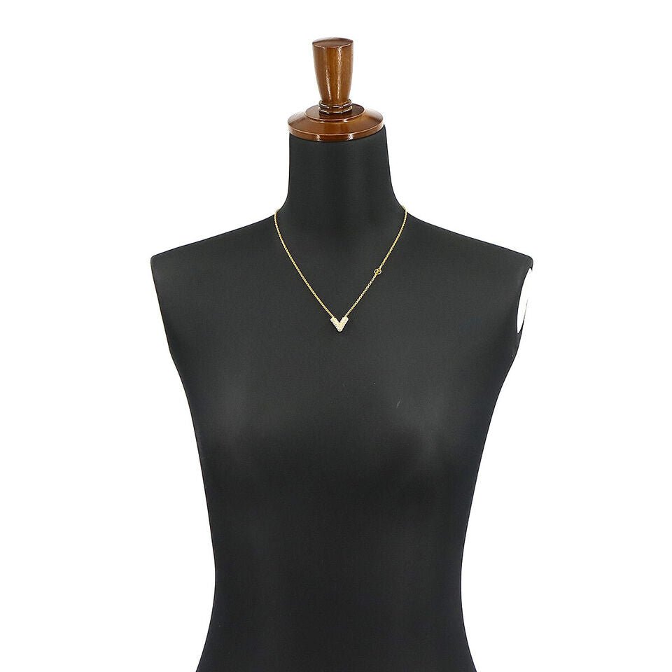 LOUIS VUITTON Essential V Pearl Motif Necklace Gold