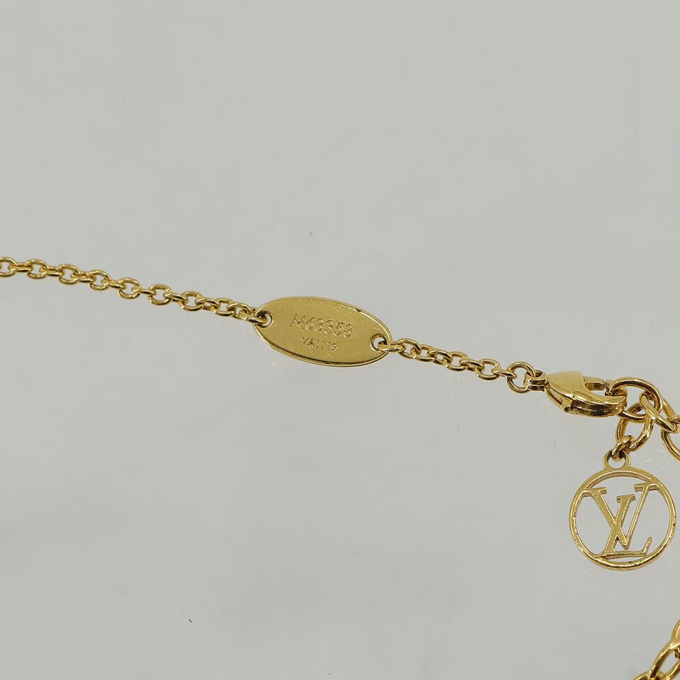 LOUIS VUITTON Essential V Pearl Motif Necklace Gold
