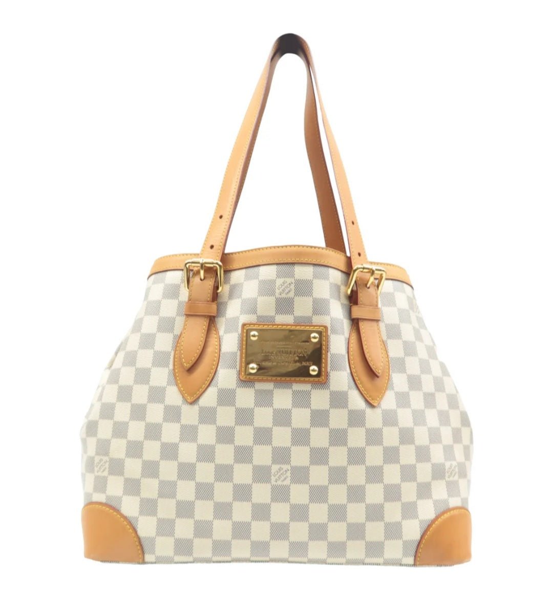Louis Vuitton Hampstead White Damier Azur Canvas Shoulder Bag