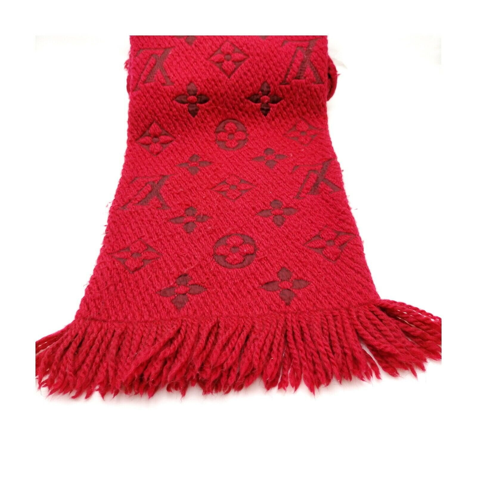 Louis Vuitton Logomania Red Wool Scarf
