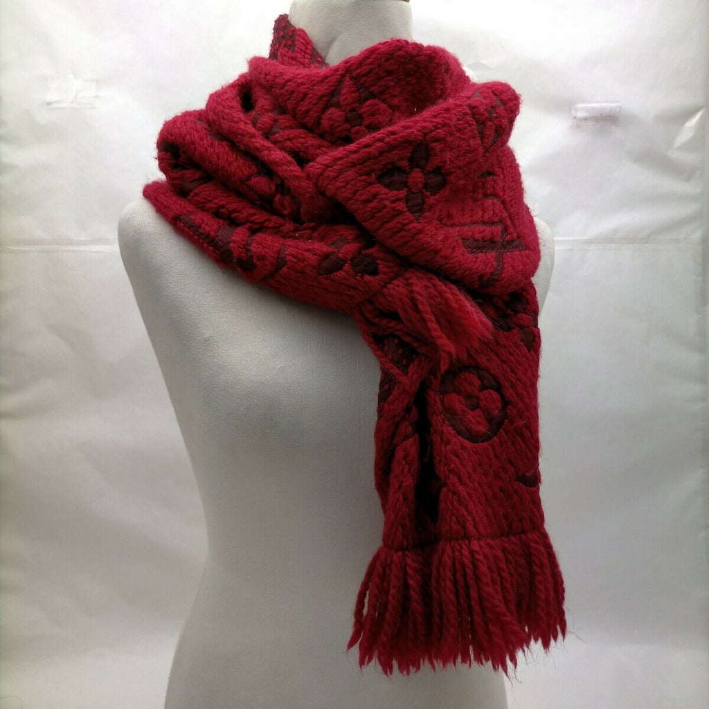 Louis Vuitton Logomania Red Wool Scarf